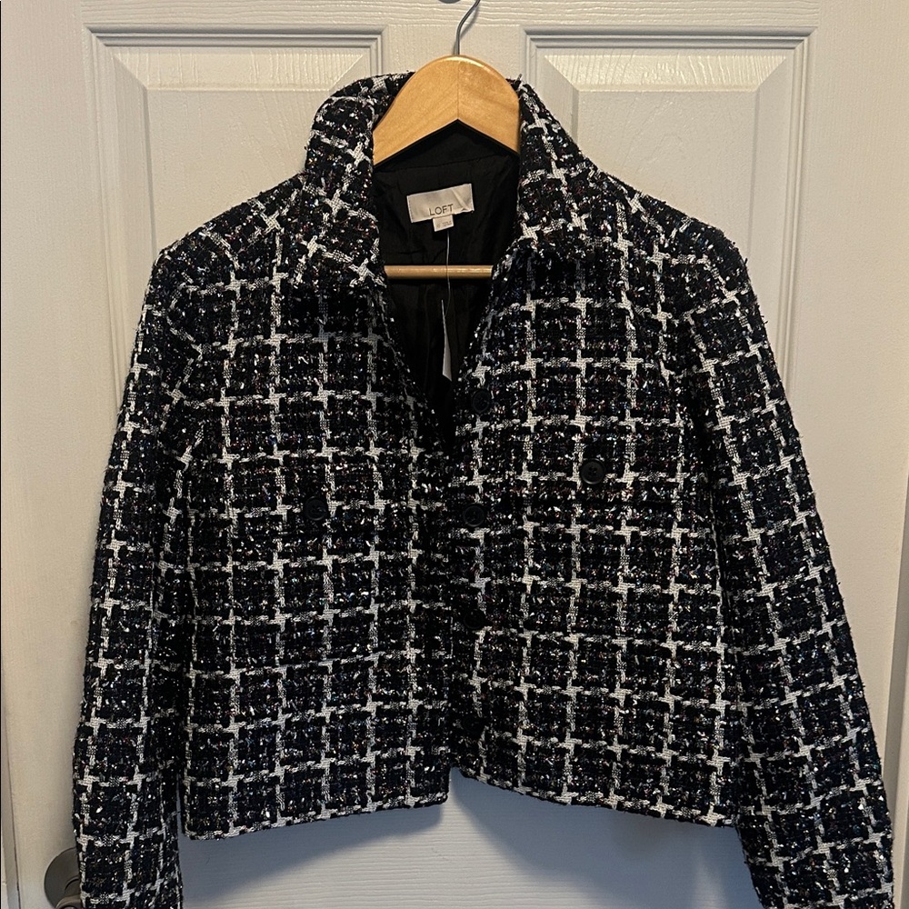 LOFT Tweed Black and White Blazer